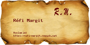 Réfi Margit névjegykártya